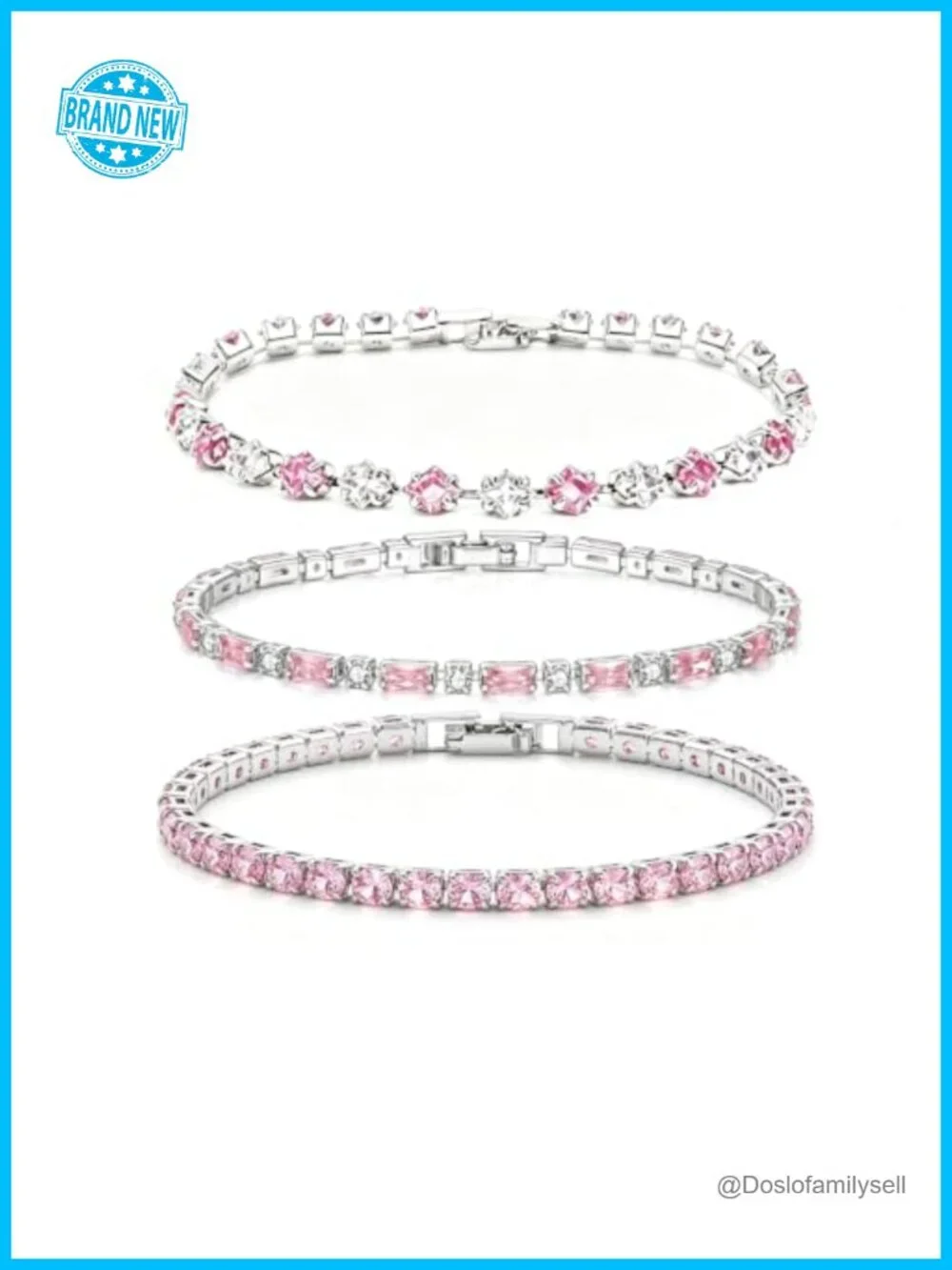3 Pcs 14K Gold Plated Tennis Bracelet Stackable with Colorful CZ